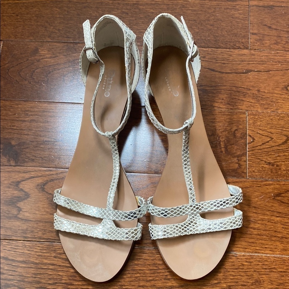 Dune London Snake Print Leather Strappy Sandals Size 39 / US 8M